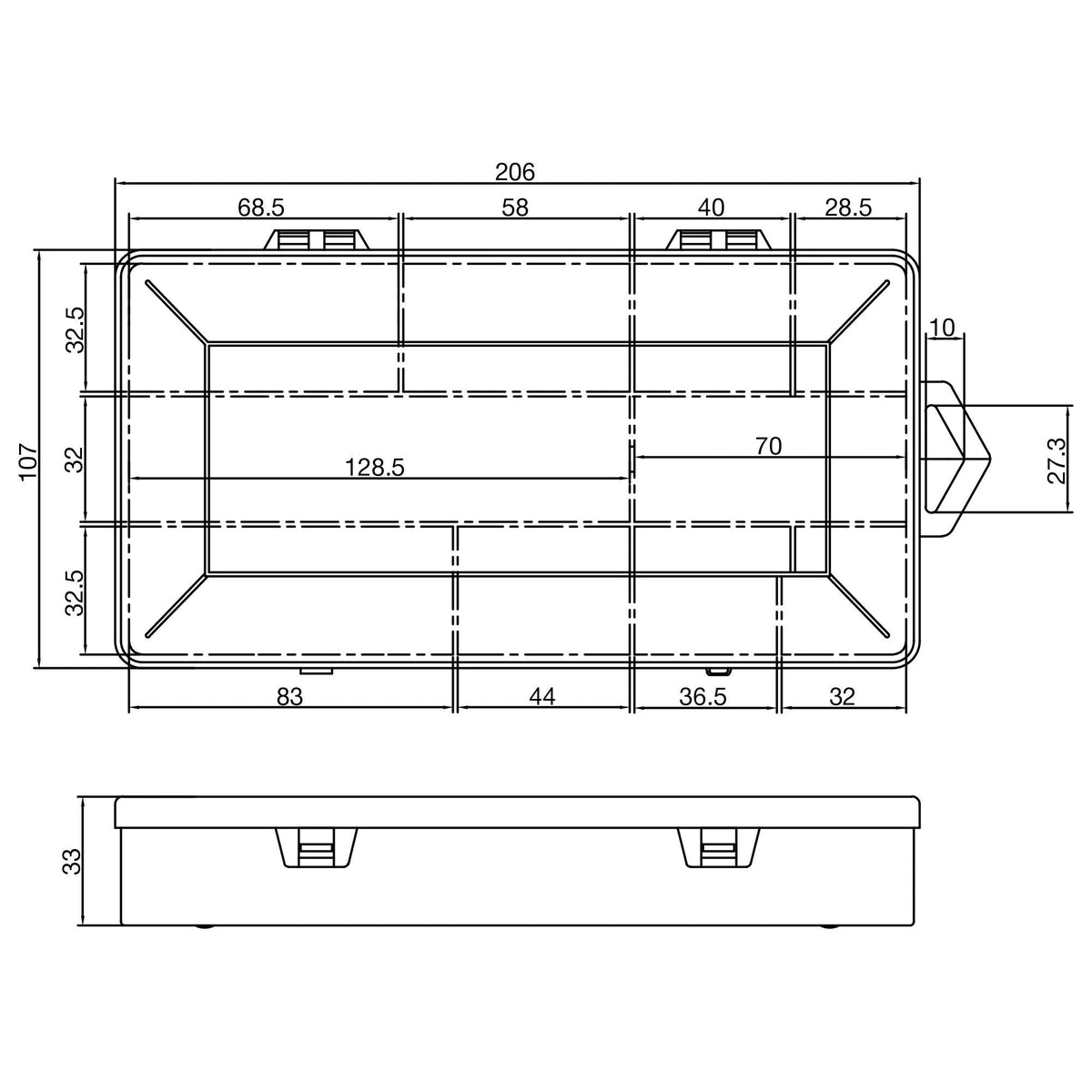 Inline® Small Components Box 10 Shelfs 206x107x33mm, White