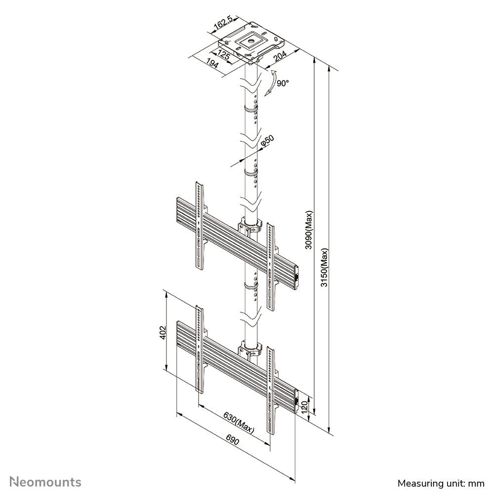 Soporte Neomounts By Newstar Pro De Techo Para Videowall