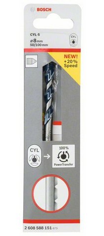 Broca  Para Hormigón Bosch Professional Cyl-5, Ø 8 Mm, Longitud Útil 50 Mm 2608588151