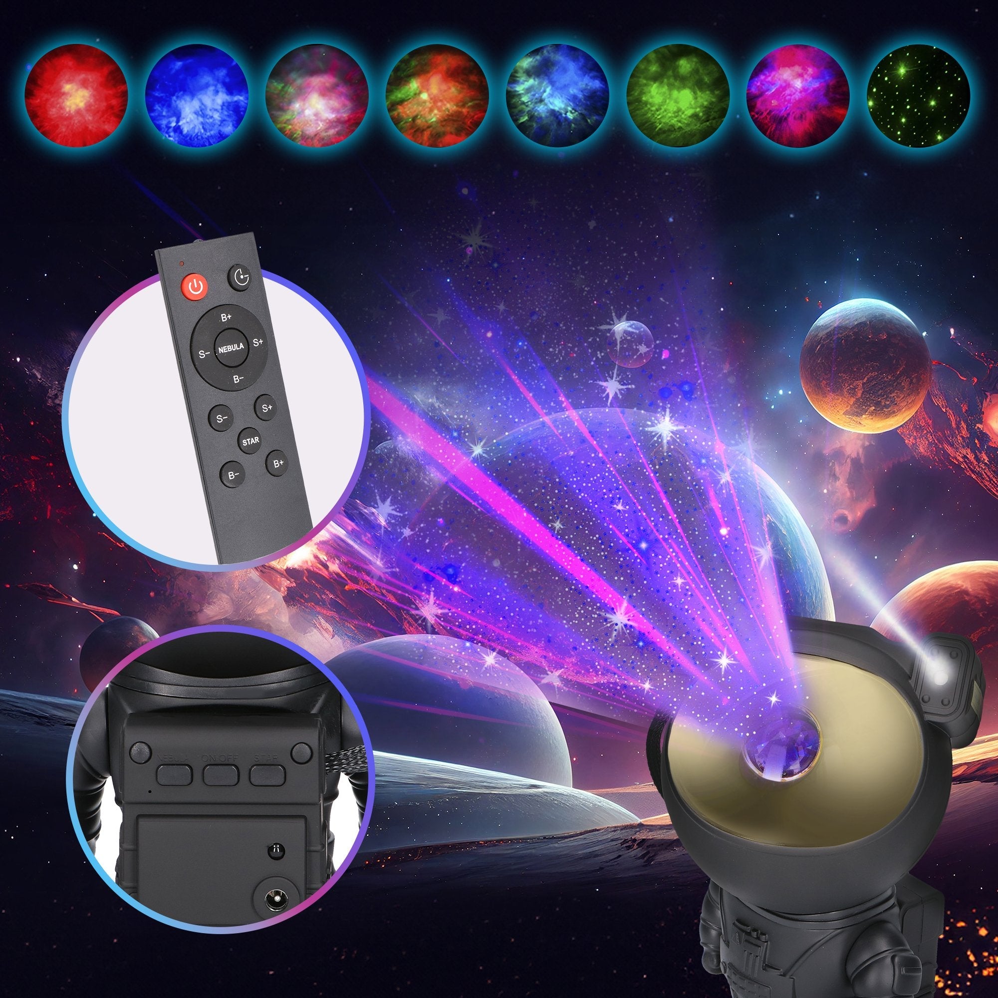 Extralink Home Astronauta Black Projektor Gwiazd 04