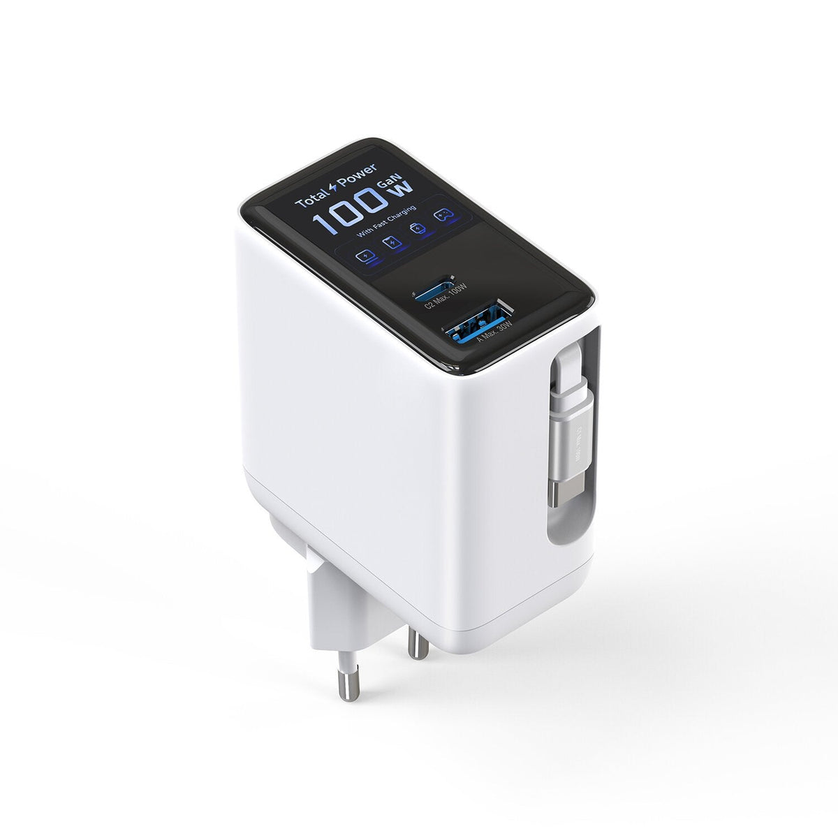 4smarts Ladegerät Gan Flex Screen Ai 100w 2 Usb-C+1 Usb-A, Blanco