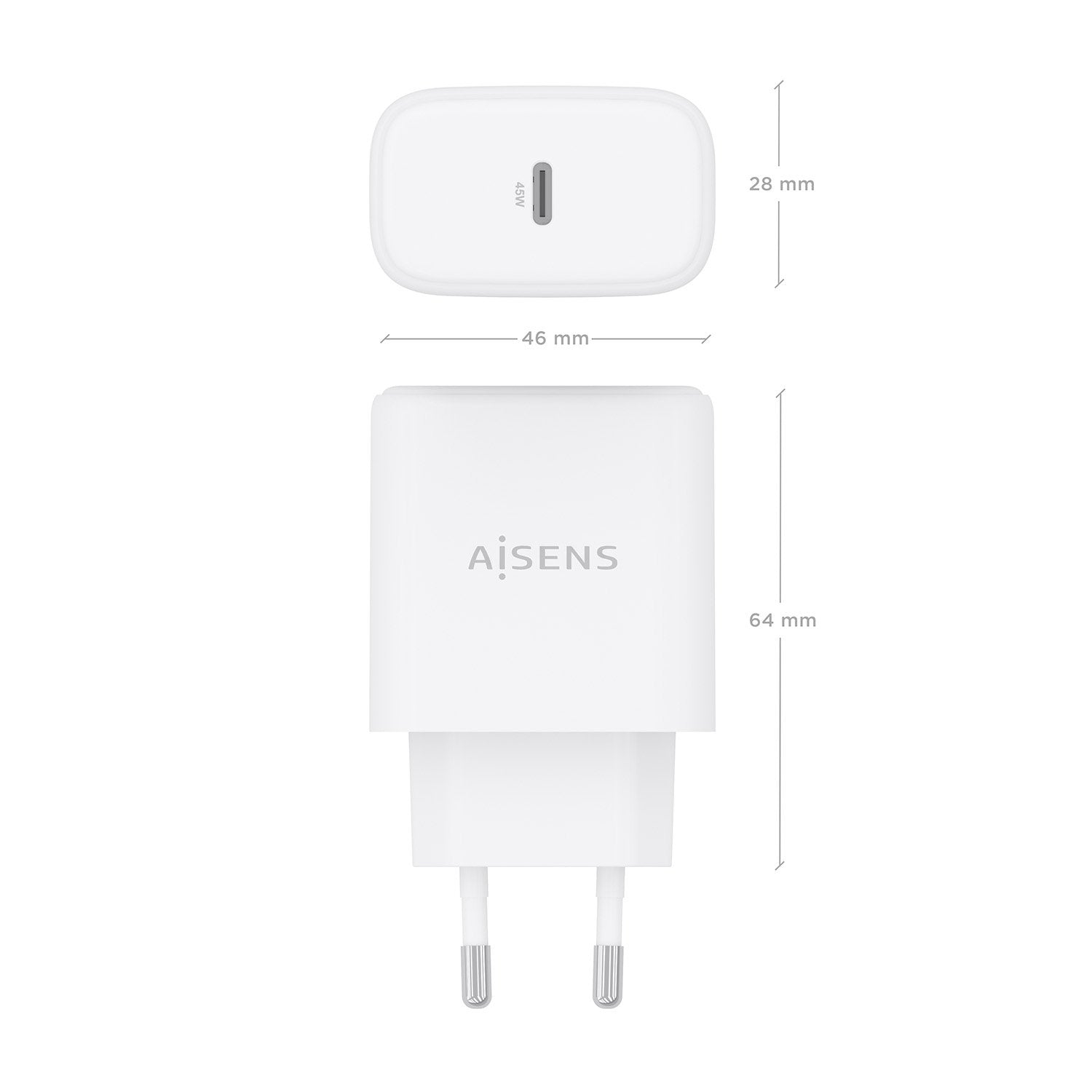 Aisens Cargador Gan 45w, 1xusb-C Pd3.0, Blanco