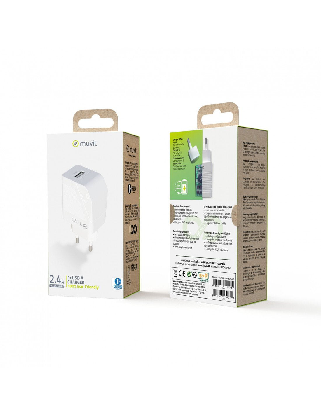 Cargador De Pared Muvit For Change Mcacc0002 1xusb 15w