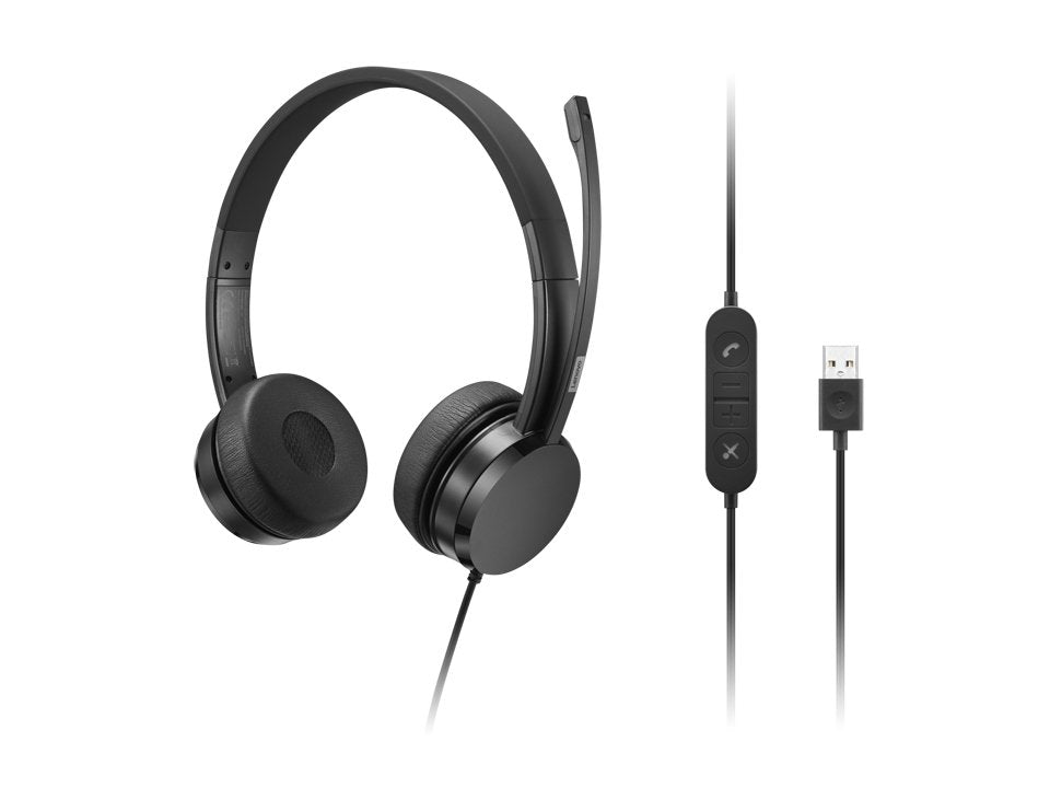 Lenovo Usb-A Wired Stereo On-Ear Headset With Control Box