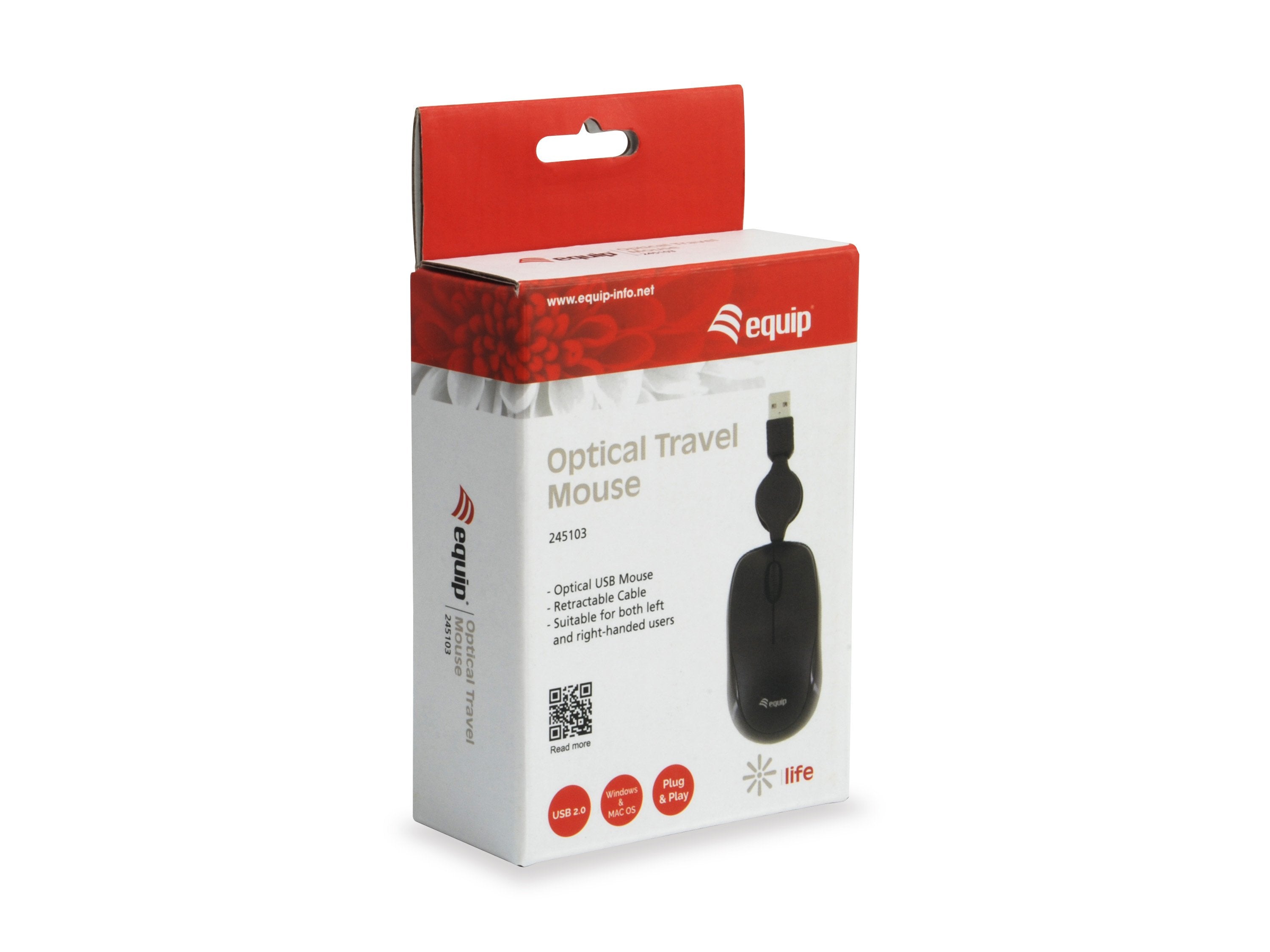Equip Raton Optical Travel Mouse Cable Retractil