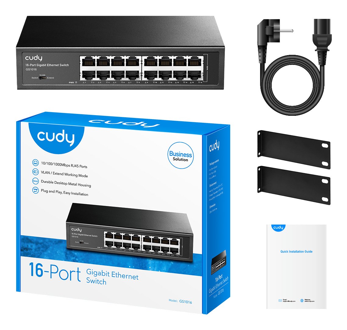 EAN 6971690791117 - Cudy GS1016 switch Gigabit Ethernet (10/100/1000) Negro imagen 4
