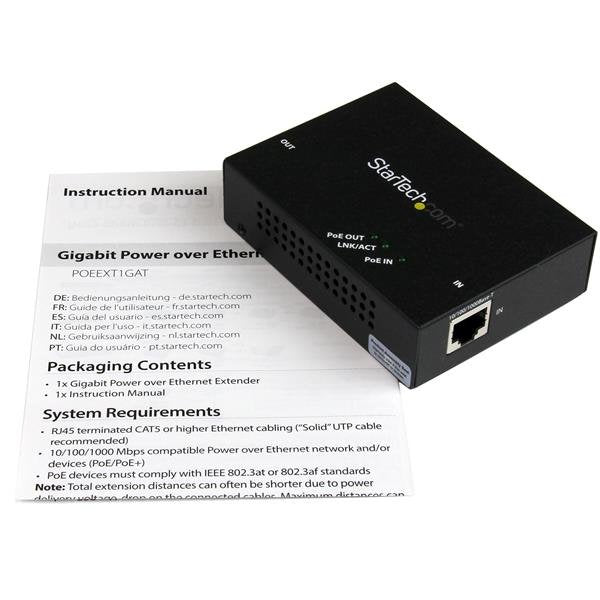Startech.Com Gigabit Poe+ Extender - 802.3at/Af - 100m