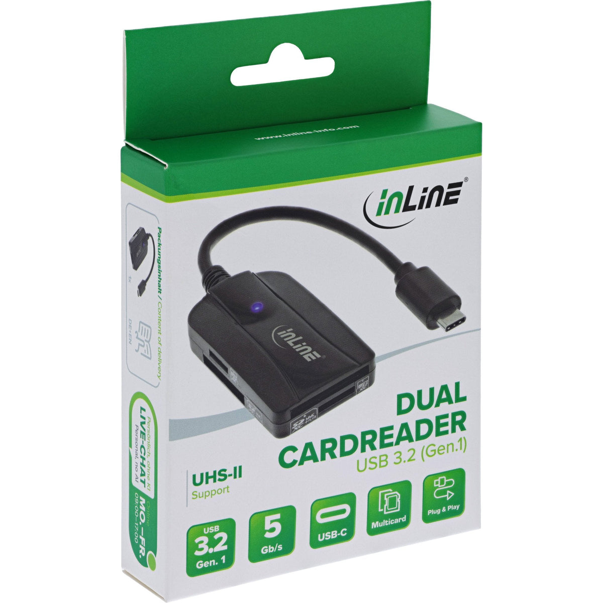 Lector De Tarjetas Inline Usb 3.1 Usb-C, Para Sd/Sdhc/Sdxc, Microsd, Compatible Con Uhs-Ii