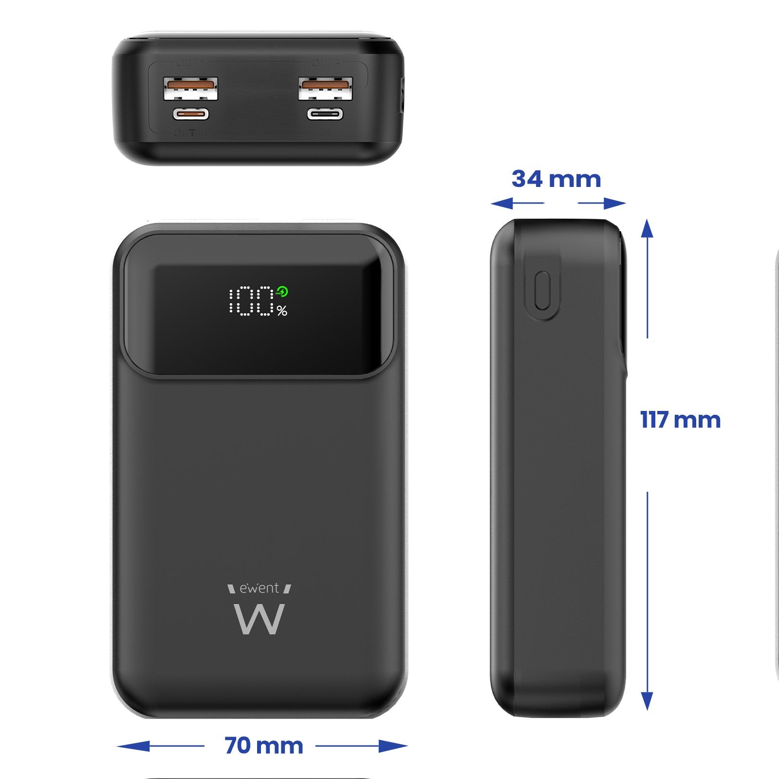 EAN 8052101434309 - Ewent EW1164 batería externa Polímero de litio 20000 mAh Negro imagen 2