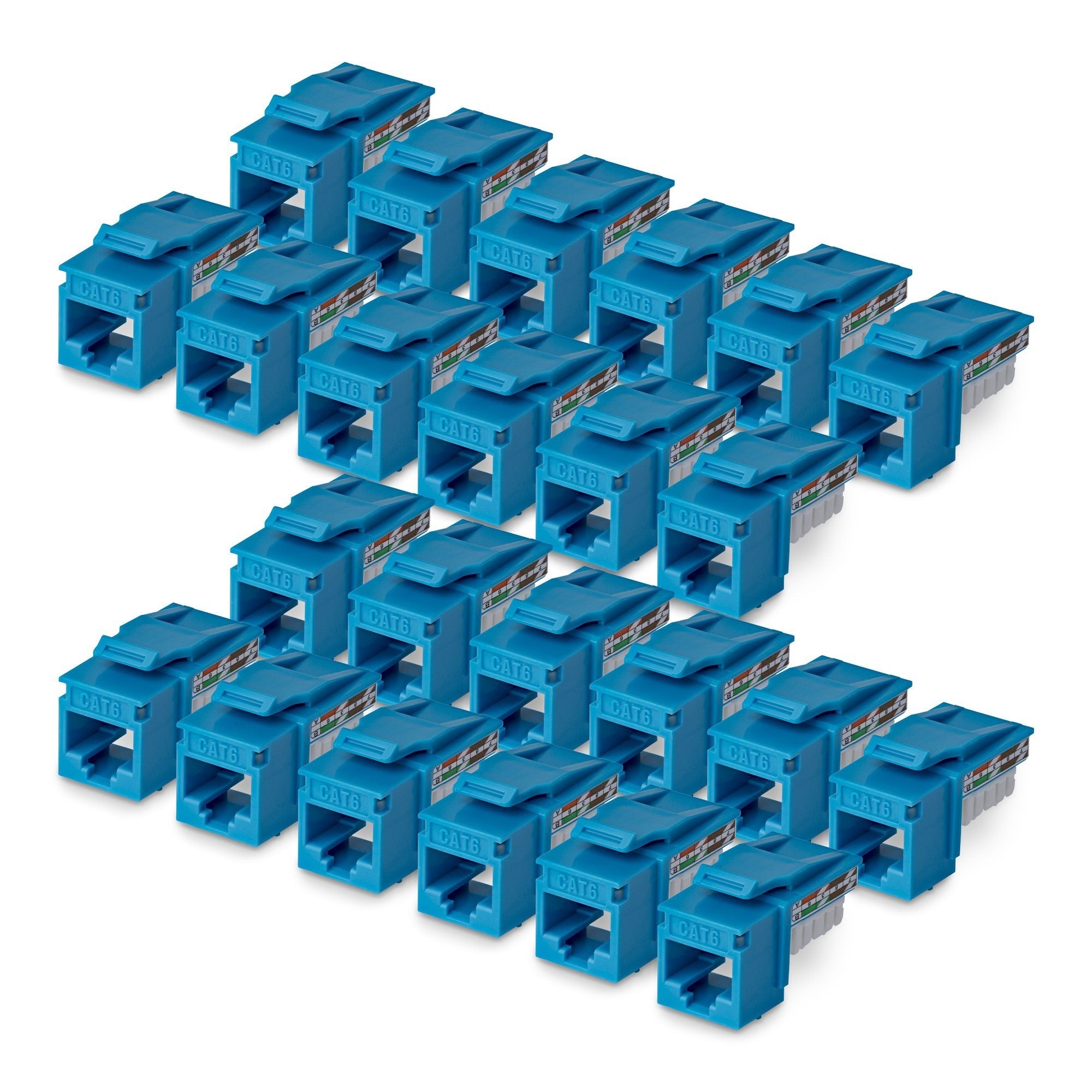 Startech.Com Cat6 Keystone Jack Módulo, Pack De 24 Rj45 Ethernet Keystone Conector Hembra, Utp Cat6 Wandbuchse, 90 Grad 110 Punch Down Conector Hembra, Azul, Acodado, Azul, Rj-45, Conector Hembra, Conector Hembra, 10gbase-T