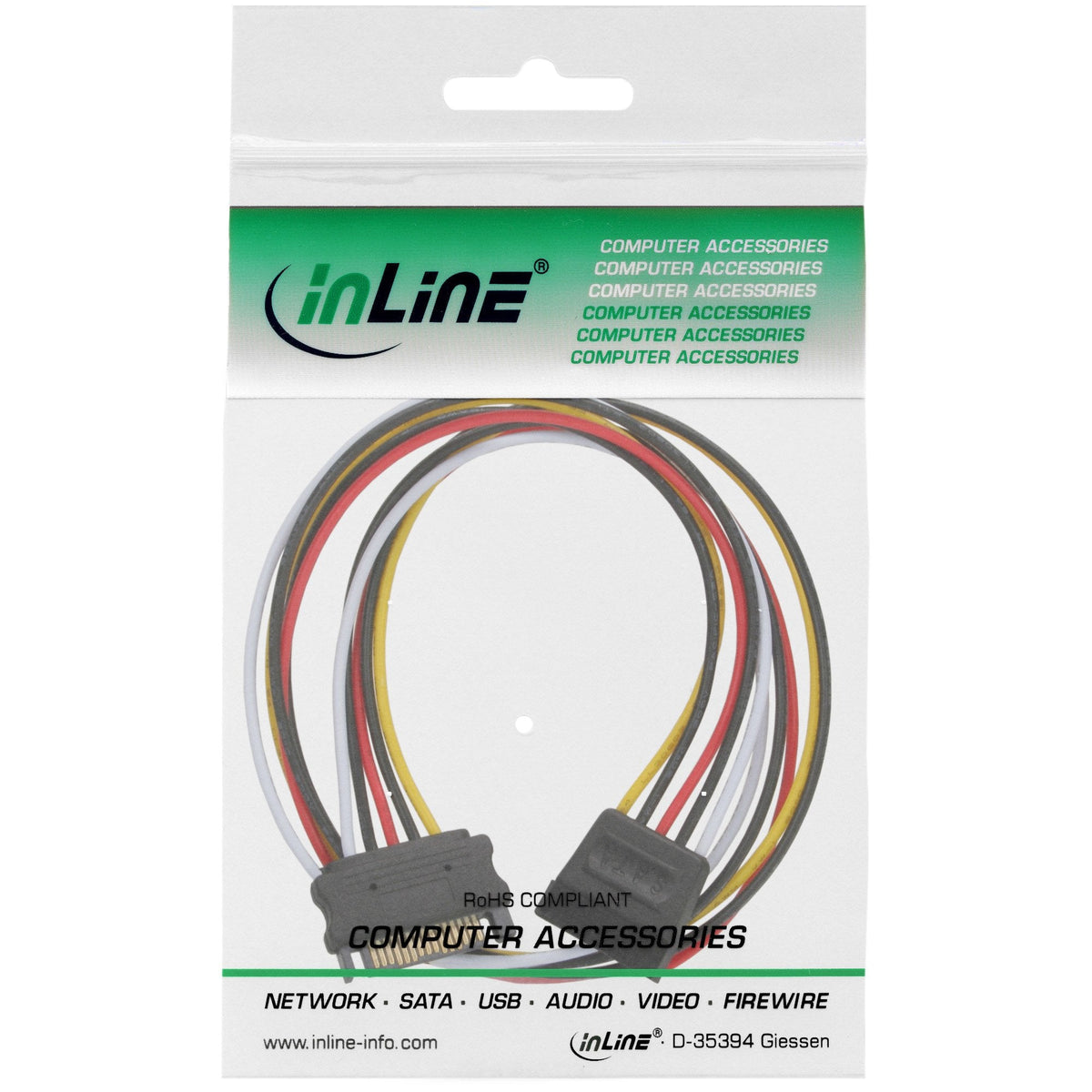 Cable Extensión De Alimentación Inline Sata Macho A Hembra De 0,5 M