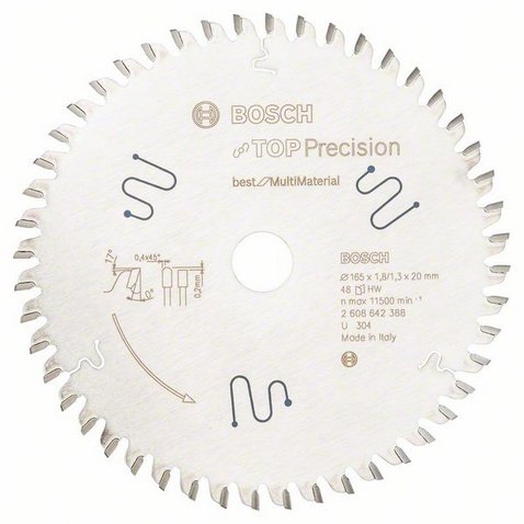 Hoja De Sierra Circular Bosch Professional Best For Multi Material, Ø 165 Mm, Diámetro 48z 20 Mm, Para Sierras Circulares Portátiles 2608642388