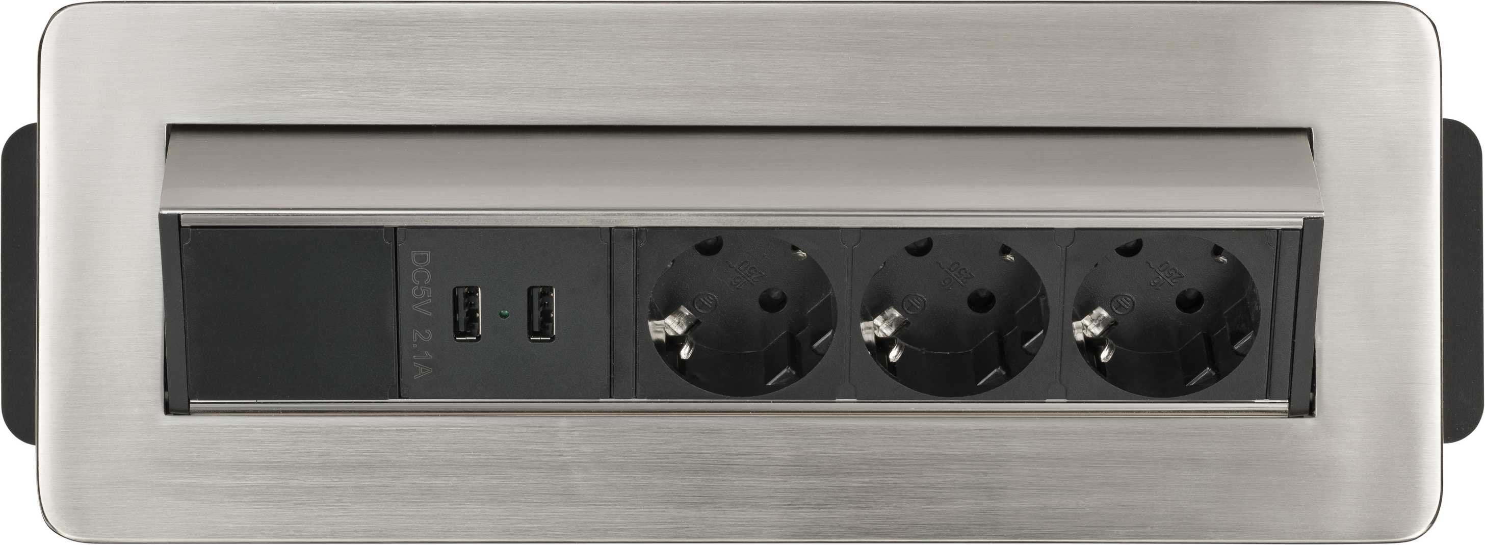 Brennenstuhl Indesk Regleta De Escritorio De 3 Salidas + 2 Usb