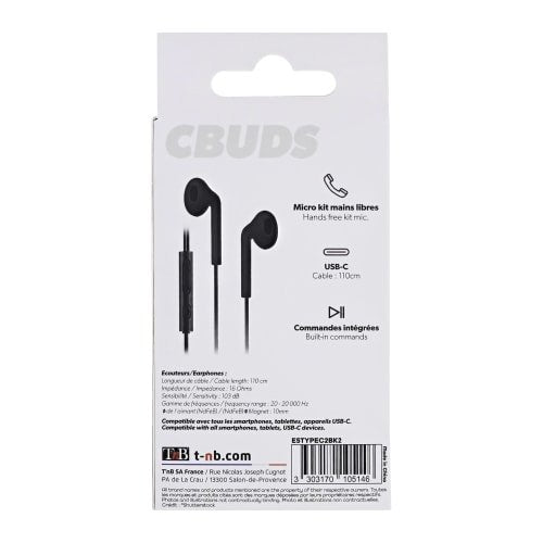 EAN 3303170105146 - T'nB C-Buds Auriculares Alámbrico Dentro de oído Llamadas/Música USB Tipo C Negro imagen 8