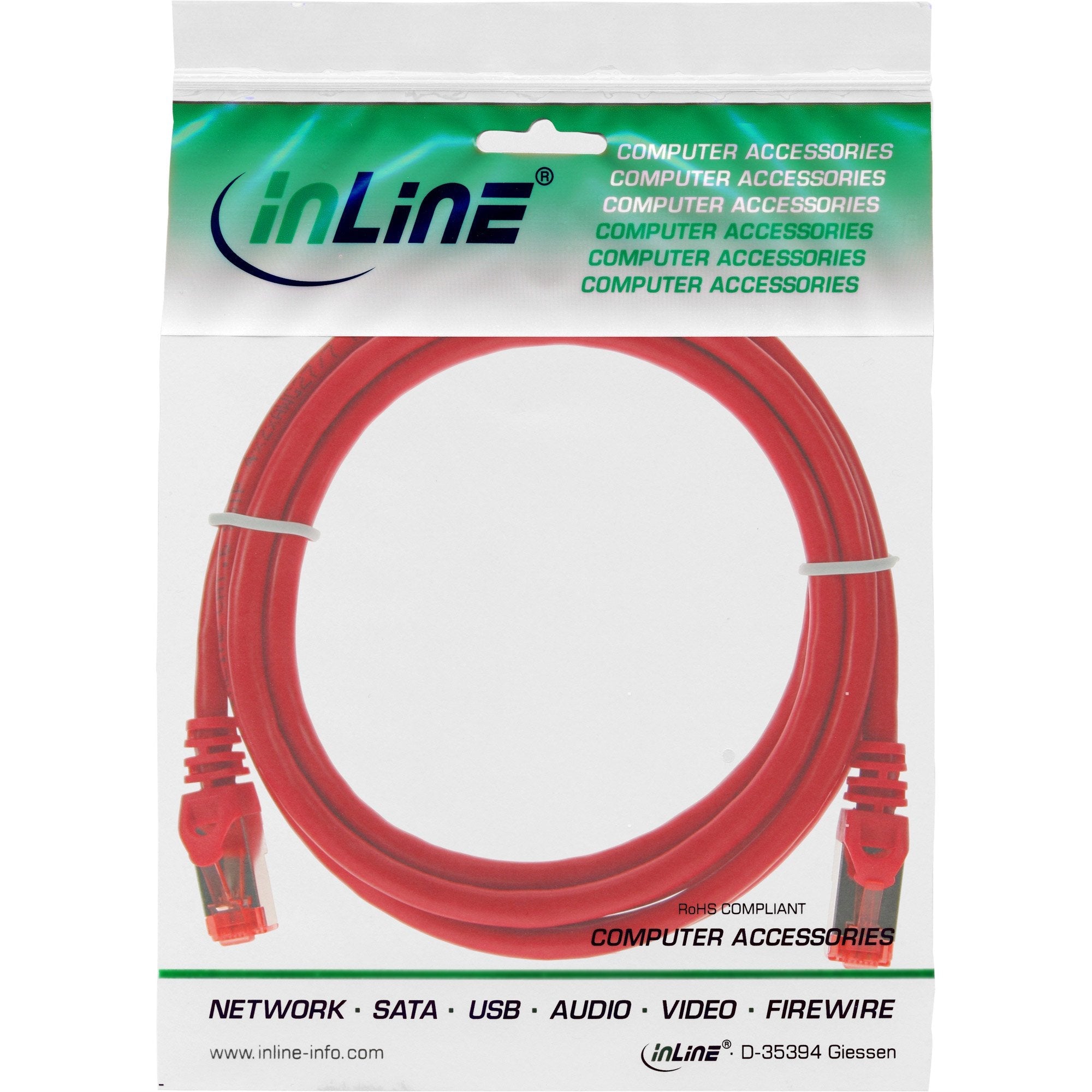 Cable De Red Inline S/Ftp Pimf Cat.6 250mhz Pvc Cobre Rojo 0.5m