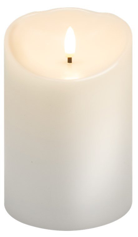 Vela Led De Cera Auténtica, Blanca, 10 X 15 Cm 
Con Temporizador Y Cono De Llama 3d, Funciona Con Pilas, Luz Blanca Cálida