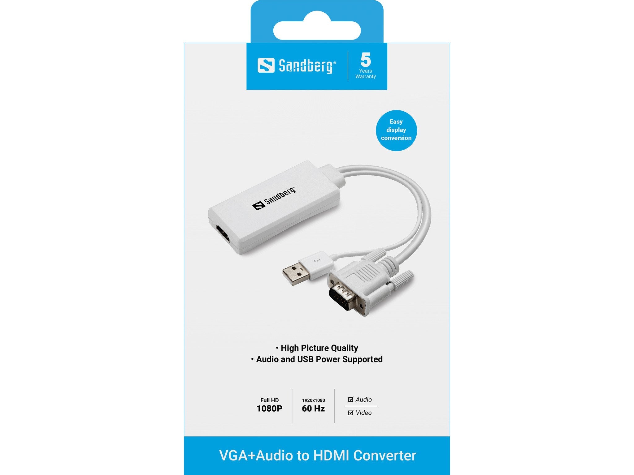 EAN 5705730508783 - Sandberg 508-78 adaptador de cable de vídeo VGA (D-Sub) + USB Blanco imagen 2