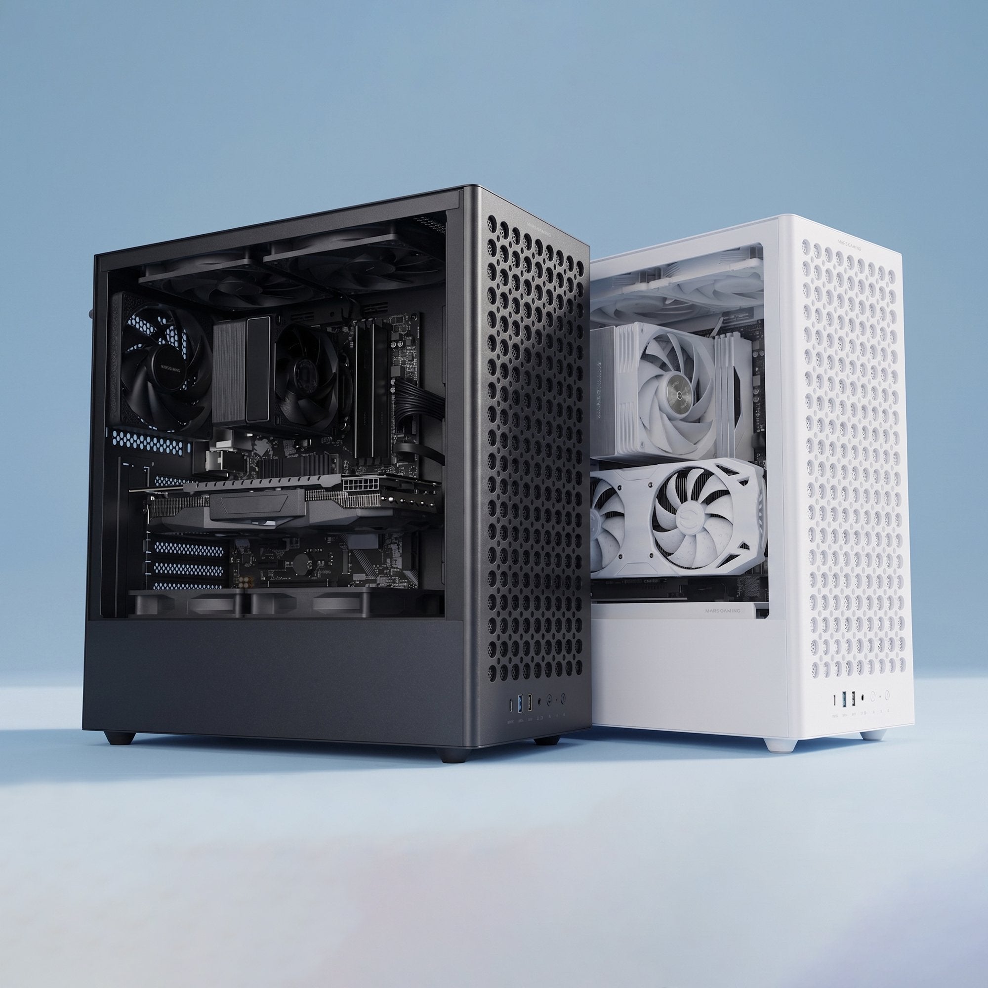Caja Pc  Atx Mars Gaming Mc-T800 Frontal Airdot Mesh 4x Ventiladores Fdb Cablehatch Usb-C Blanco