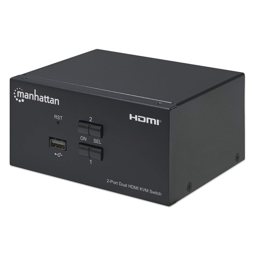Conmutador Kvm Manhattan 2 Puertos Monitor Dual Hdmi 4k@30hz