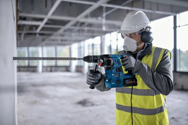 Bosch Professional Taladro Percutor A Batería Gbh 18v-28 Cf Professional, Con Gde 18v-16 Azul/Negro, 2x Batería Procore18v 8,0ah, Bluetooth, En L-Boxx 611921003