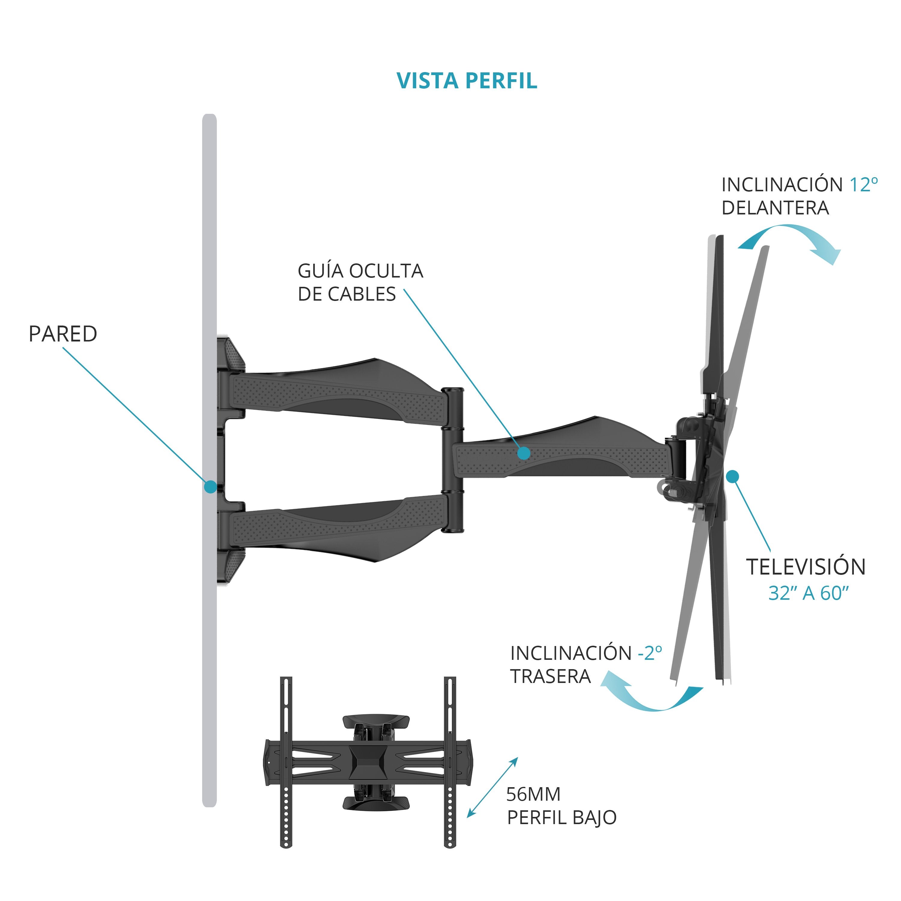 EAN 8436034261162 - TM Electron TMSLC140 soporte para TV 165,1 cm (65") Negro imagen 4