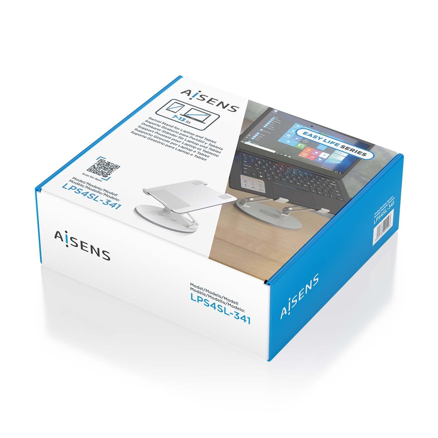 Aisens Soporte De Sobremesa Giratorio Ajustable Para Portatil / Tablet 7-13, Plata