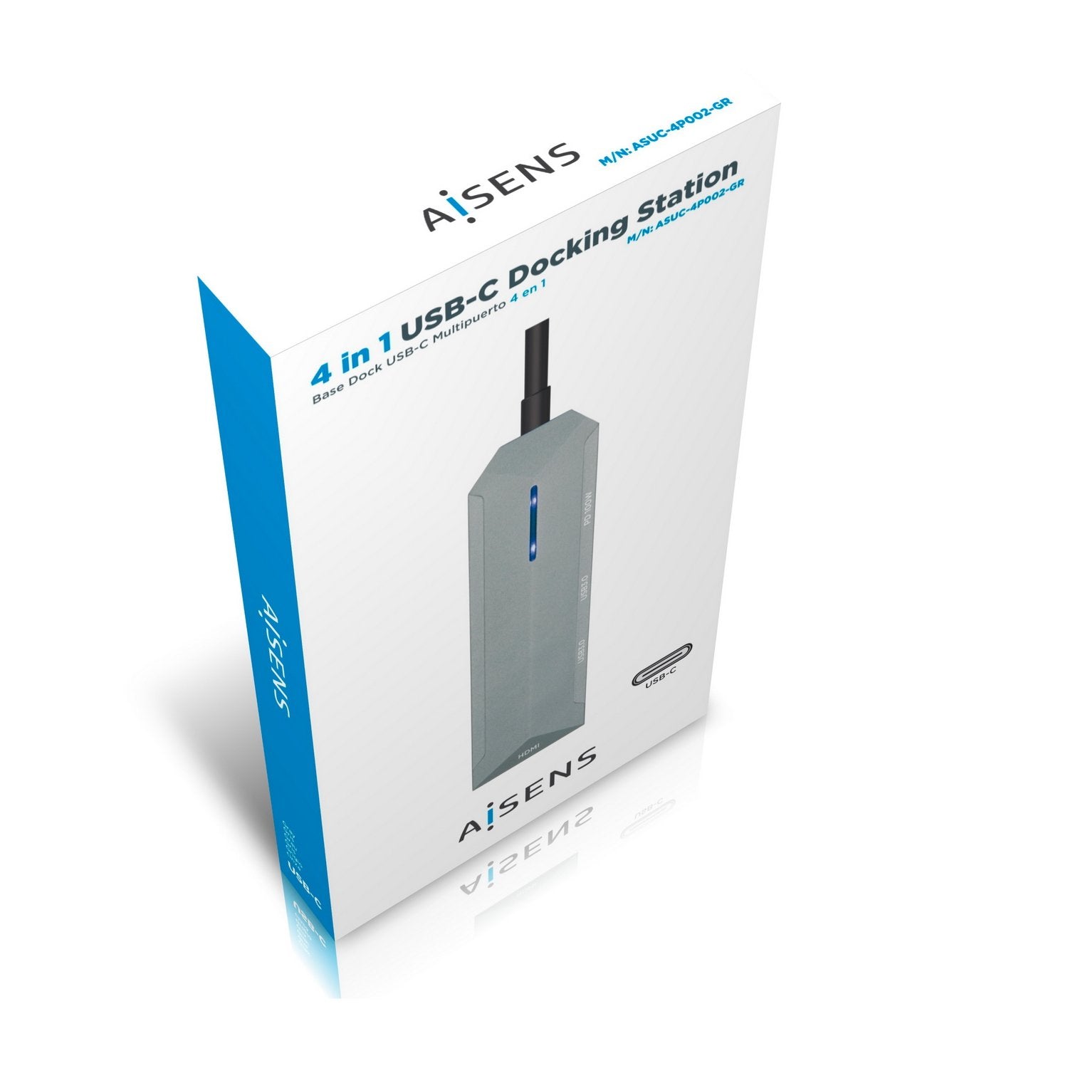 Aisens Usb-C Dock 4 En 1 - Usb-C A 1xhdmi - 2xusb - 1xpd - 15cm - Gris