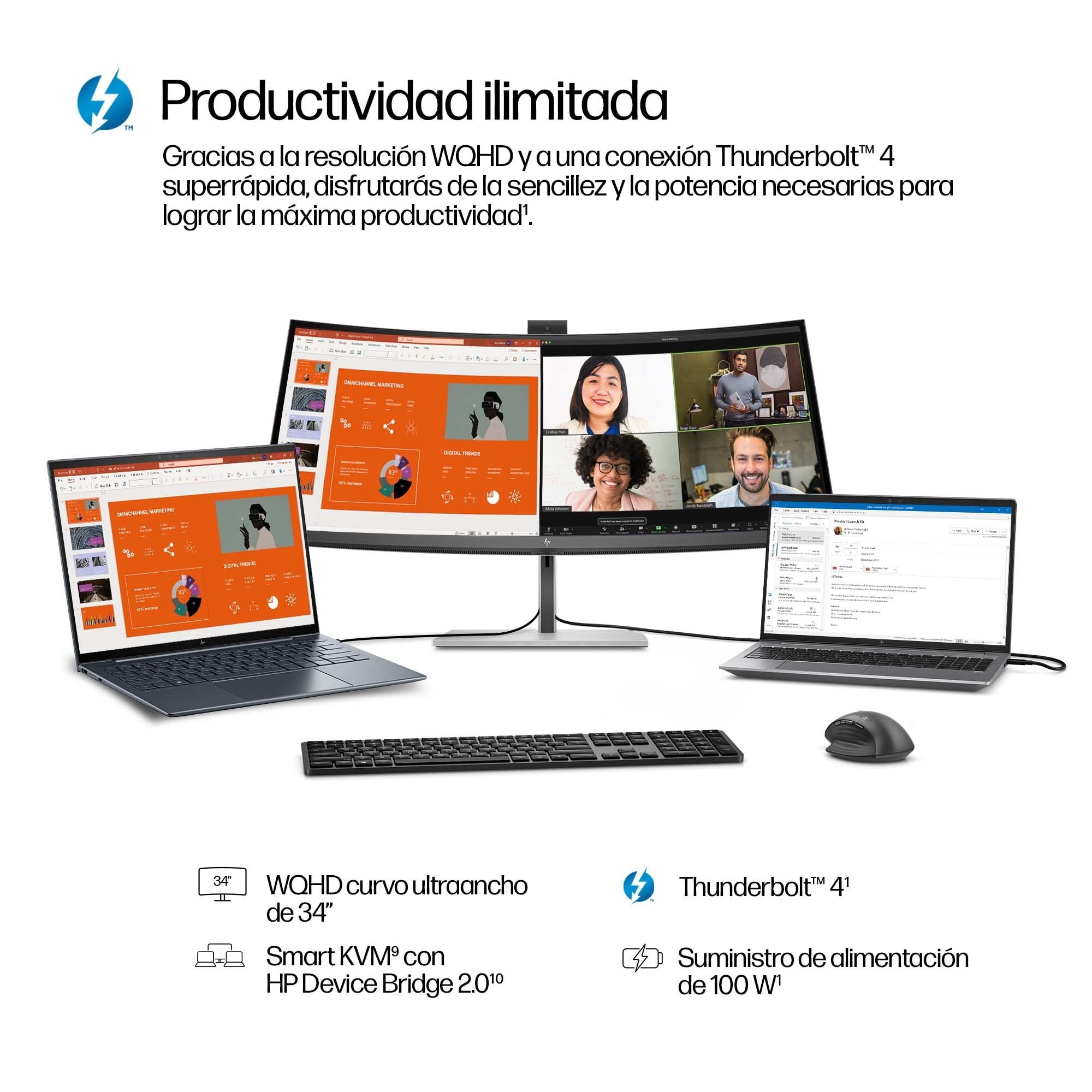 EAN 5715063476581 - HP Series 7 Pro 34 inch WQHD Conferencing Monitor - 734pm pantalla para PC 86,4 cm (34") 3440 x 1440 Pixe imagen 6