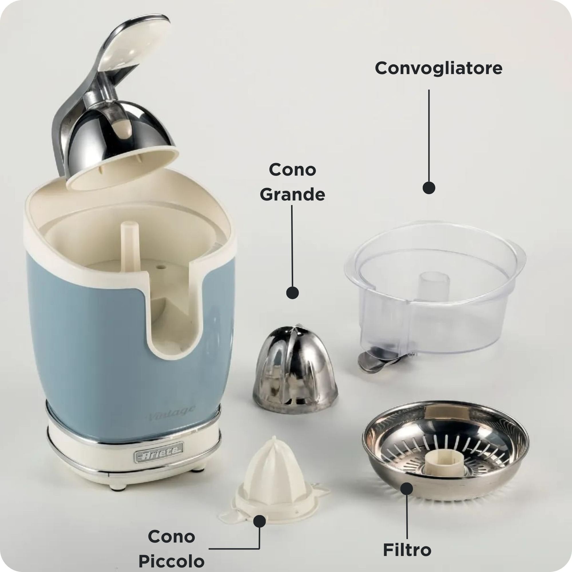 EAN 8003705118157 - Ariete 0413/05 prensa de cítricos eléctricos 0,6 L 85 W Azul claro imagen 3