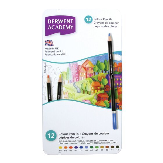 Derwent Lápices De Colores Surtidos En Caja Metálica De 12ud