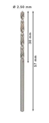 Bosch 10 Brocas De Metal Hss-G 2,5x30x57mm