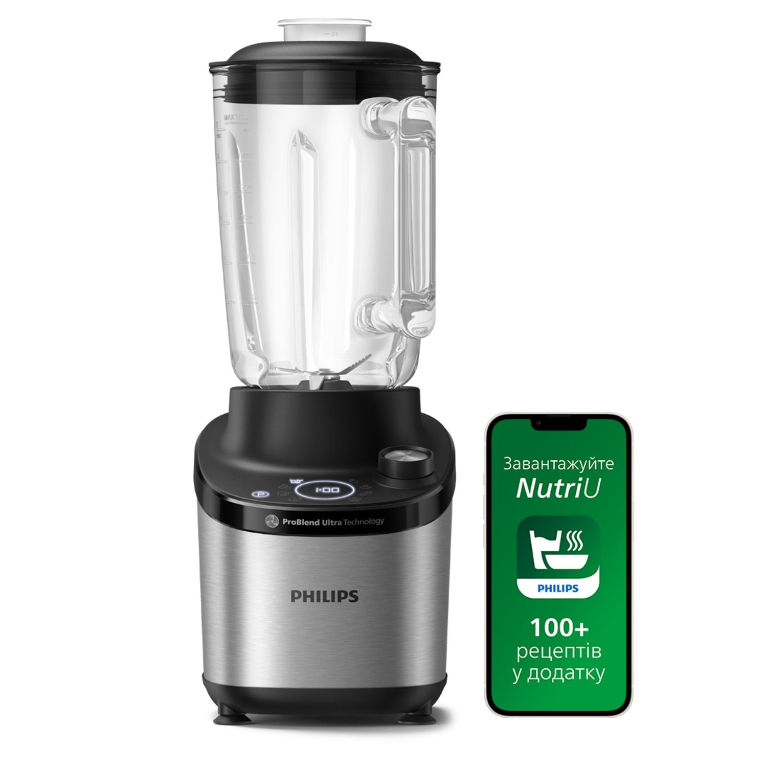 EAN 8720389013539 - Philips 7000 series HR3760/00 licuadora Batidora de vaso 1500 W Negro, Metálico imagen 1
