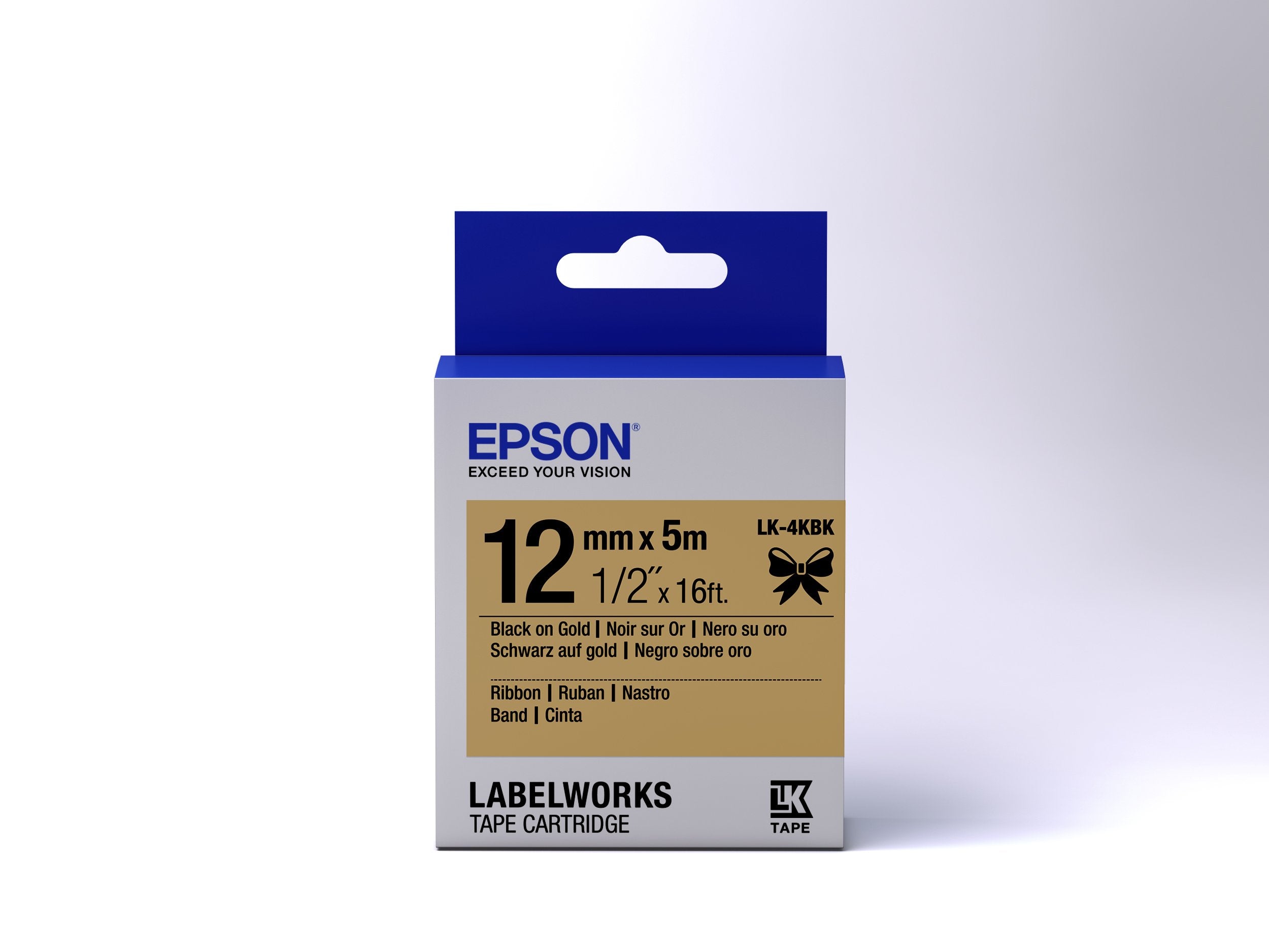 Epson Cartucho De Etiquetas De Cinta Satinada Lk-4kbk Negro/Oro De 12 Mm (5 M)