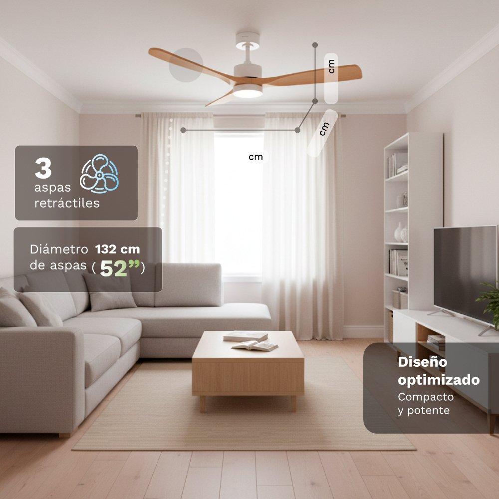 Ventilador De Techo Grunkel Skystyle52 35w 3 Aspas 132cm 6 Velocidades