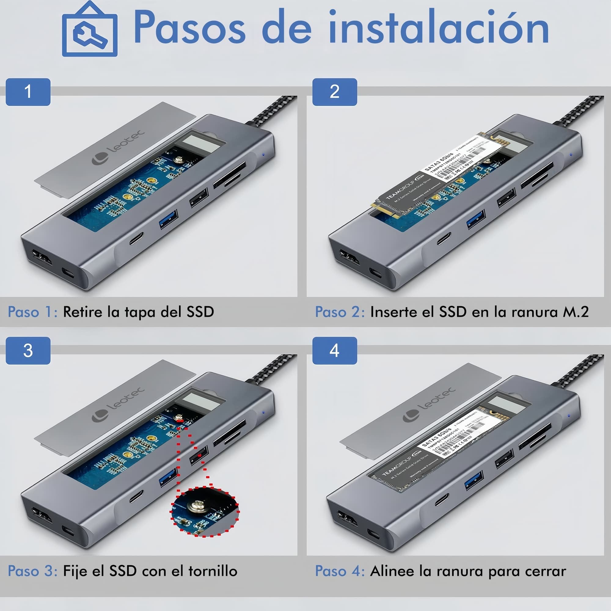 Leotec Docking Station 8-1 Con Caja Externa Ssd M2