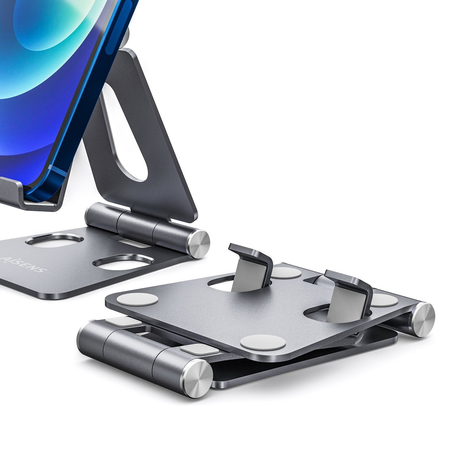 Aisens Soporte De Sobremesa Tamaño M Ajustable (2 Pivotes) Para Movil / Tablet - Gris