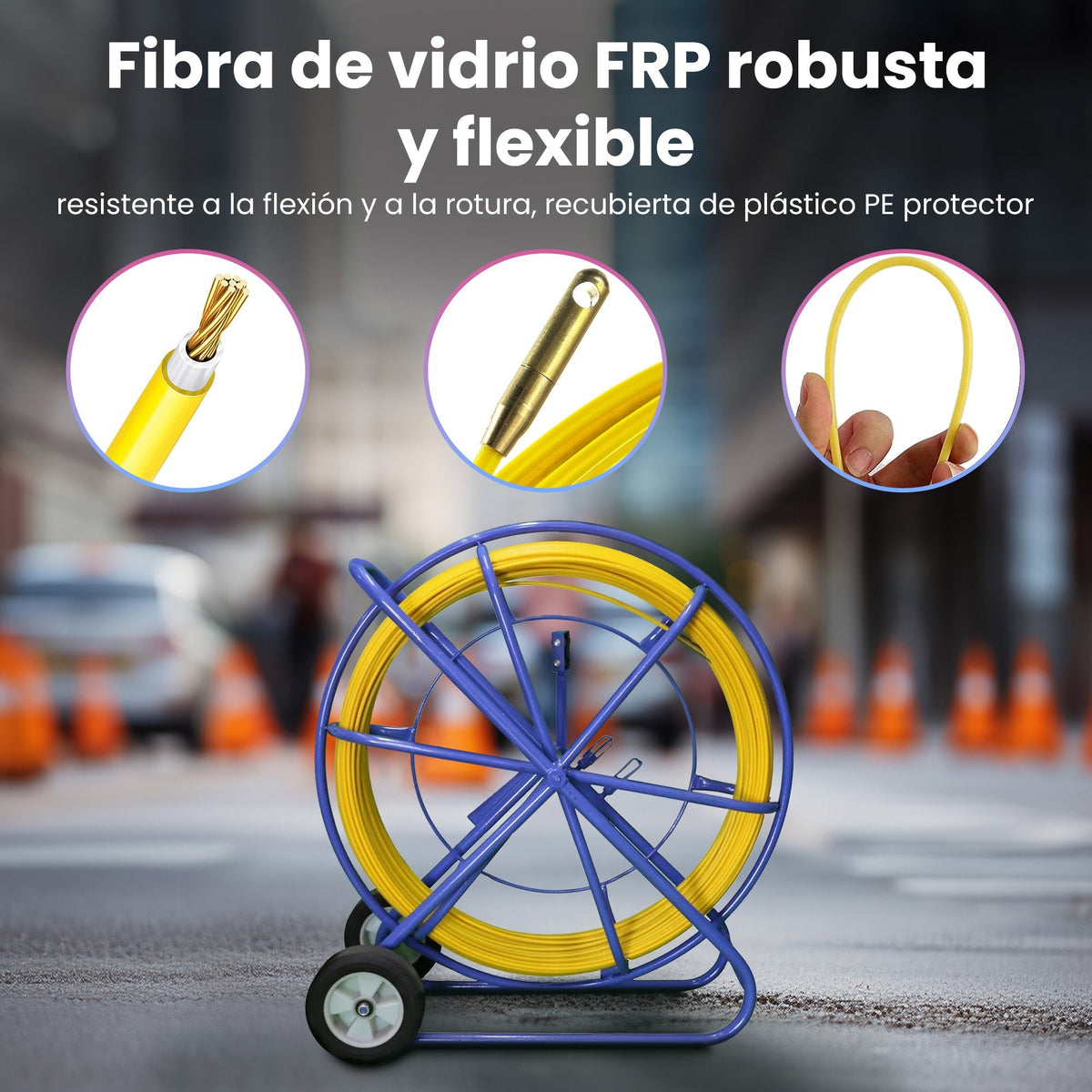 Extralink Pilot 8mm 200m  Varilla De Tracción De Cable  Fibra De Vidrio Frp, D. 8mm, L. 200m, Amarillo