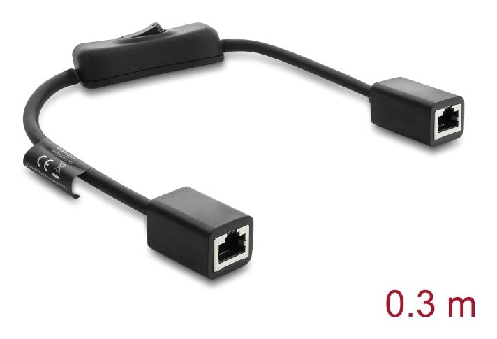 Delock Rj45 Cable Buchse Zu Buchse Mit Schalter Cat.6 F Utp 0,3 M - Netzwerkschaltung Schwarz