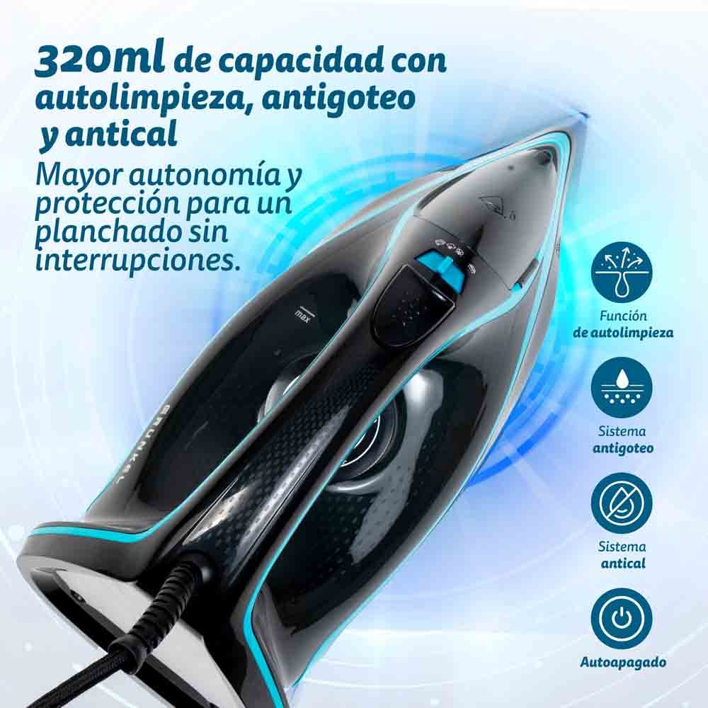 EAN 8426156018454 - Grunkel PL-3200ANODICED plancha Plancha vapor-seco 3200 W Negro, Azul imagen 3