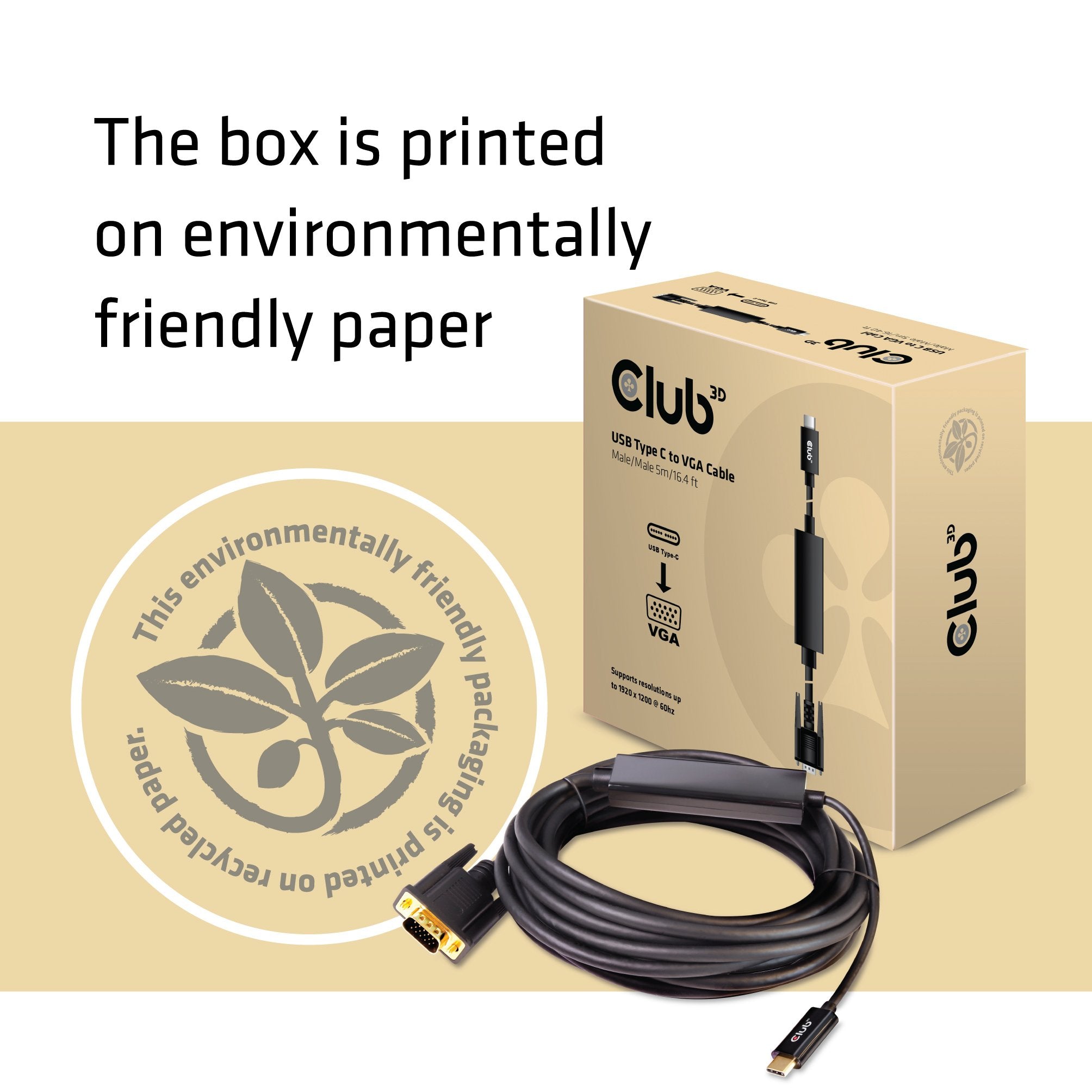 Cable Usb-C To Vga 5m/M/M Cac-1512 Club3d