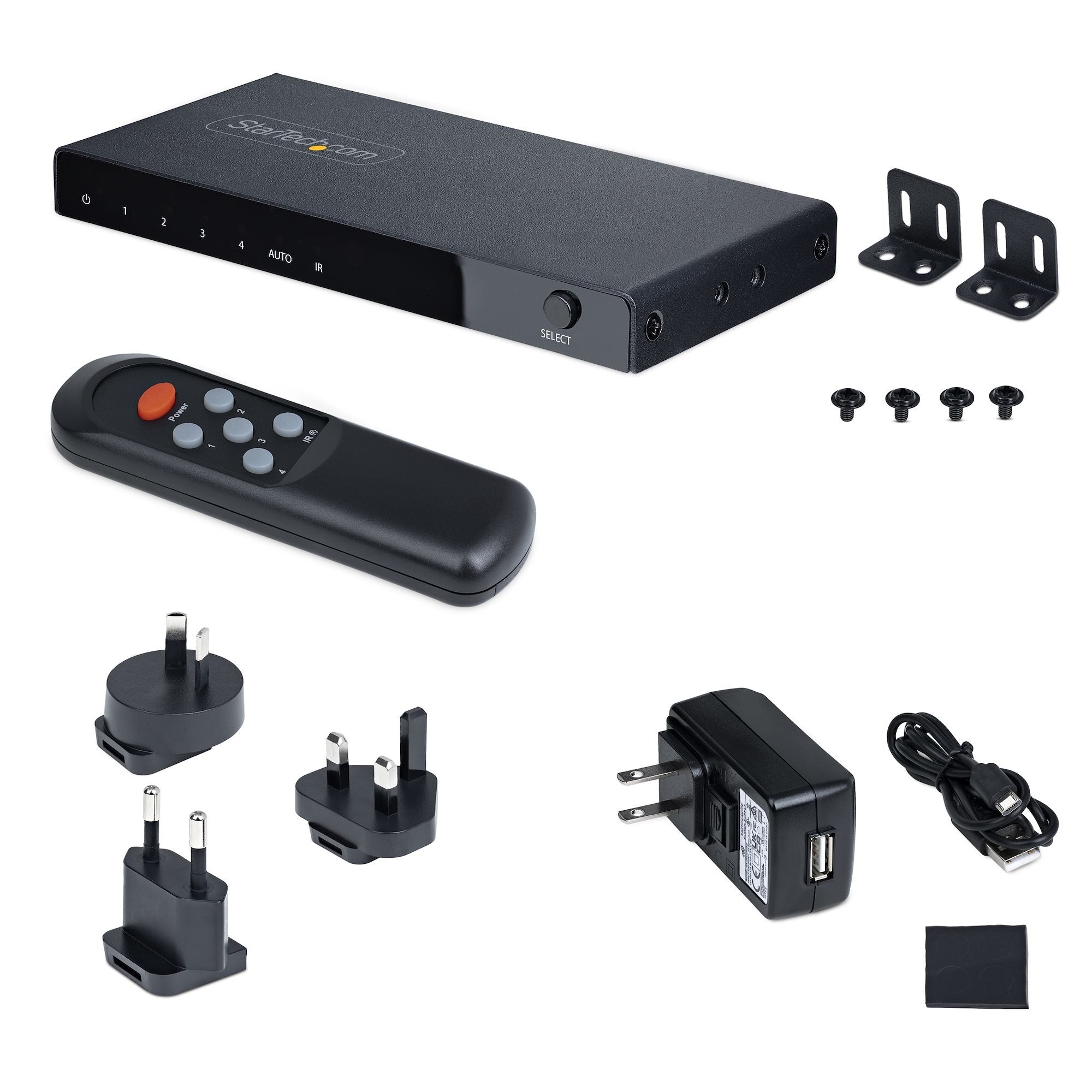 Startech.Com Switch Hdmi De 4 Puertos De 8k A 60hz - Switch Selector Hdmi 2.1 De 4k A 120hz Hdr10+ Uhd - 4 Puertos De Entrada Y 1 De Salida - Automático Y Manual