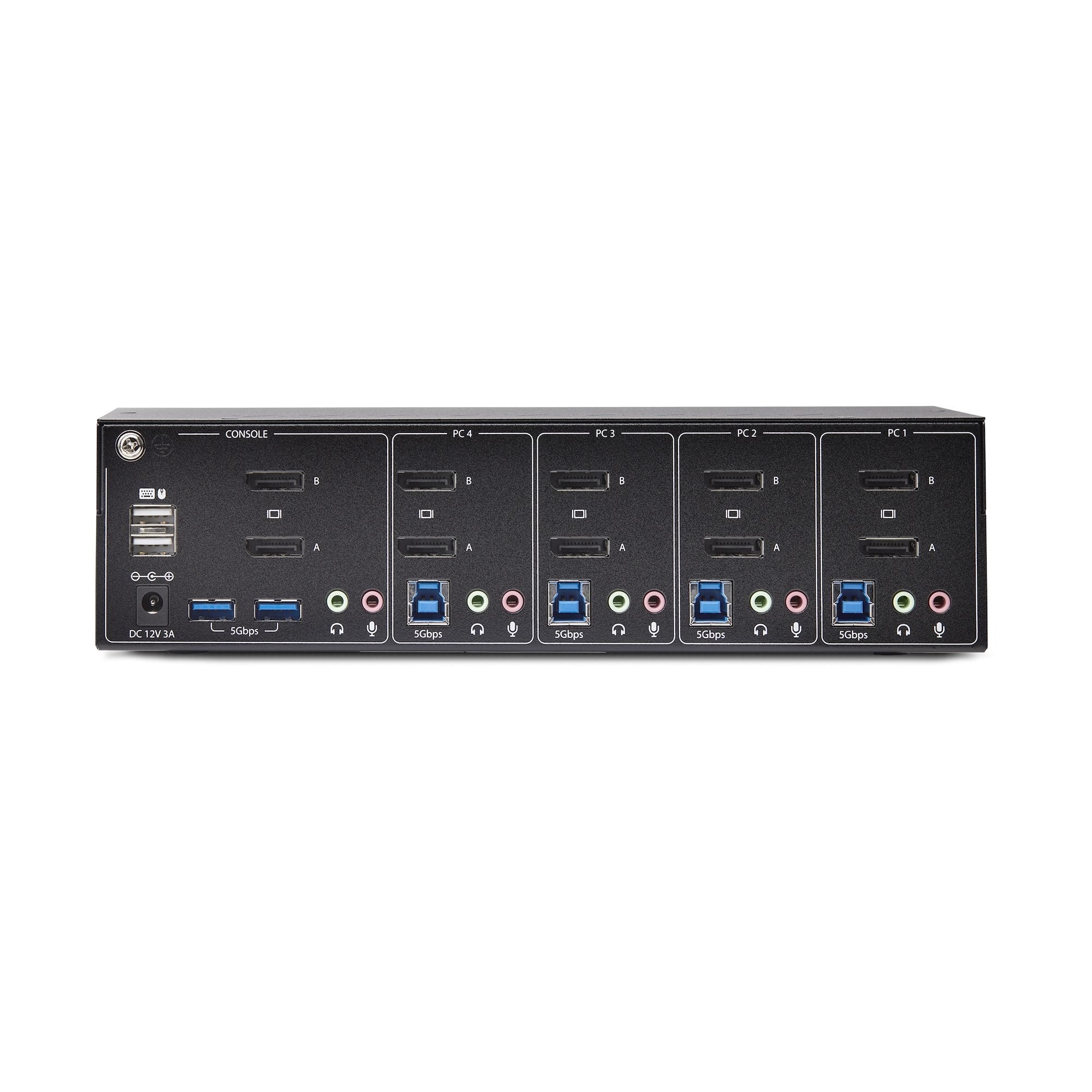 Startech.Com 4-Port Dual-Monitor Displayport Kvm Switch, 4k 60hz, 2x Usb 5gbps Hub Ports, 2x Usb 2.0 Hid Ports, Hotkey A