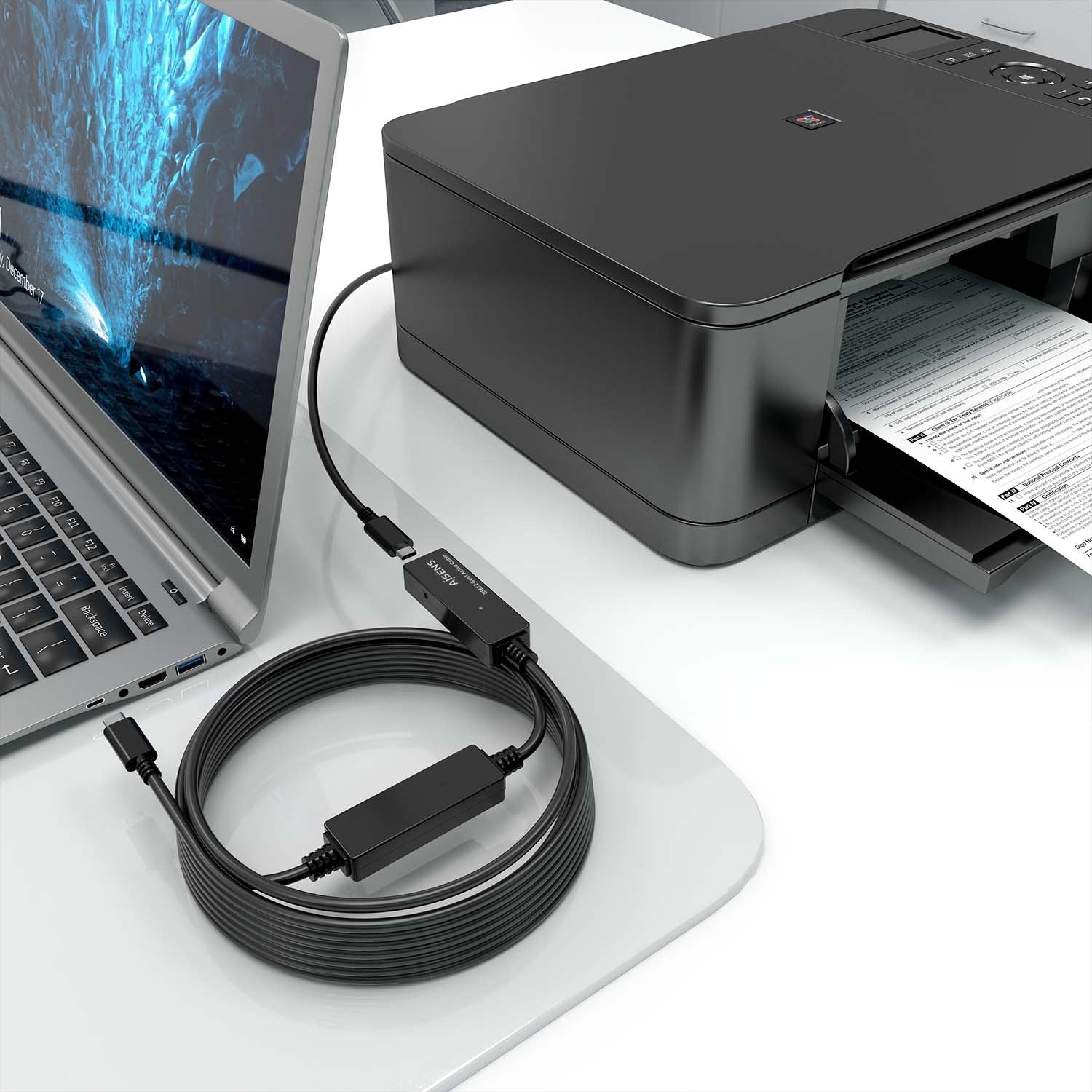 Aisens Cable Usb 3.2 Gen1x1 Prolongador Con Amplificador, Usb-C/M-Usb-C/H, Negro, 10m