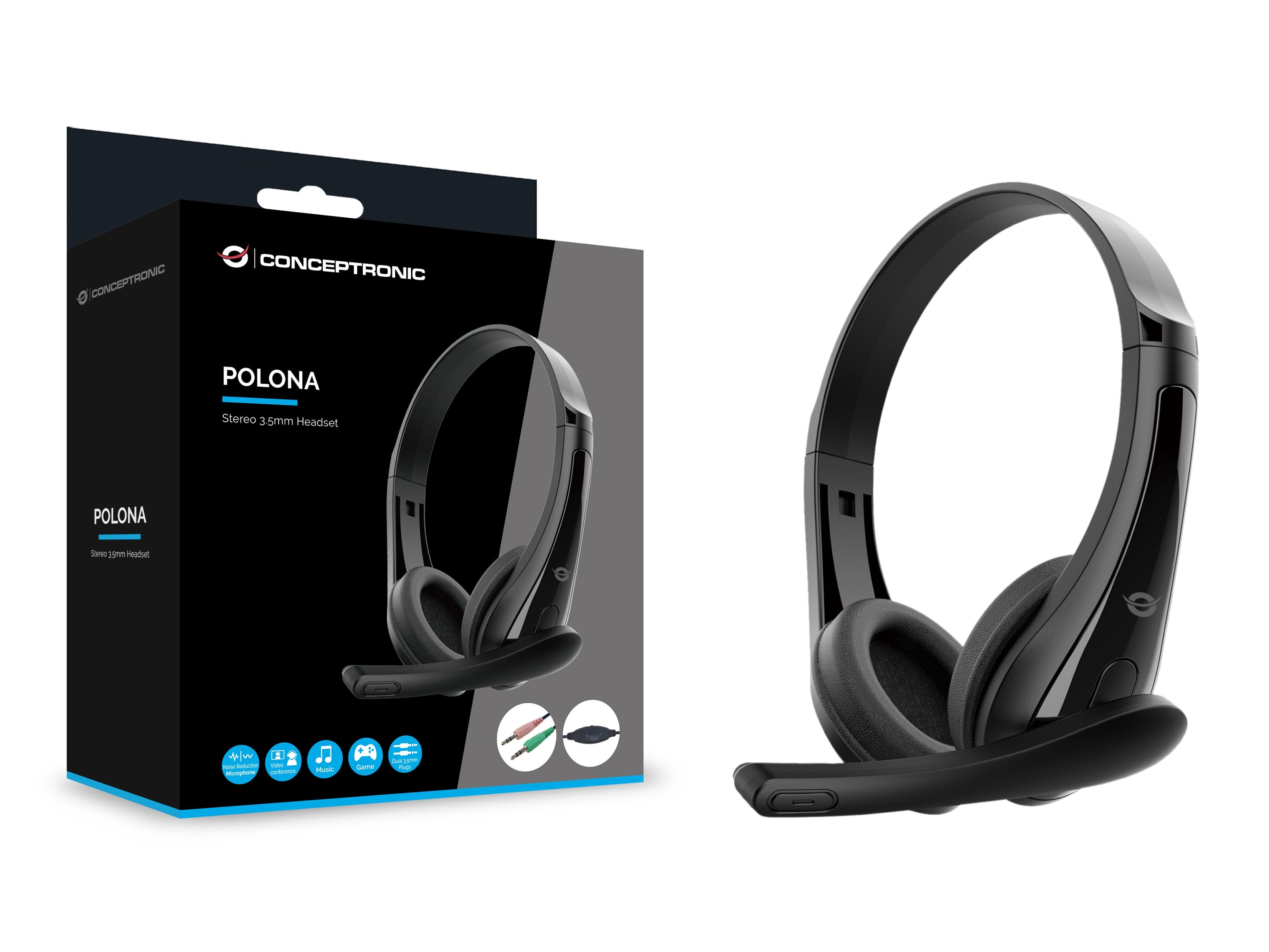 Auriculares Conceptronic Polona06b3t Jack 3.5mm 1.8m Negro