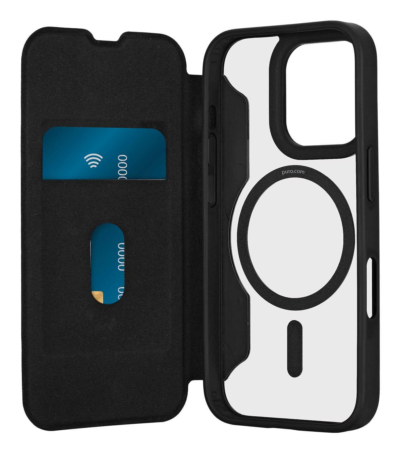 Puro Book Mag Case Iphone 16 Pro Schwarz