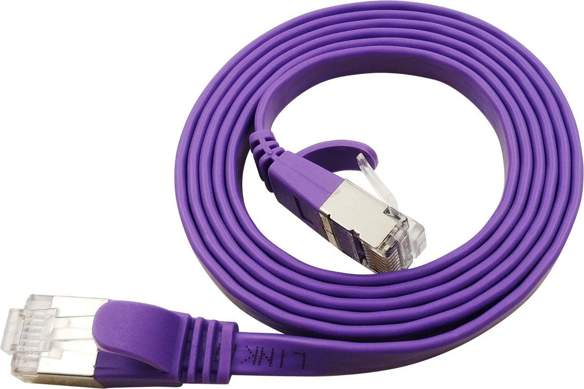 Flat U/Ftp Cat6a Purple 1m Awg 32/7, Pvc, 1 85x6mm Stp-Fl6a-00100-Pu