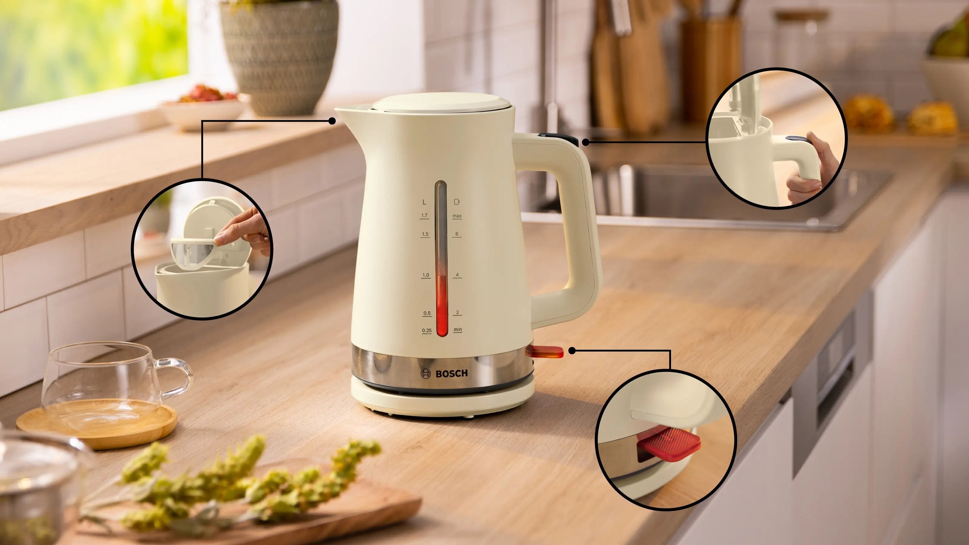 Tetera Eléctrica  Bosch Mymoment 1,7 L 2400 W Crema De Color