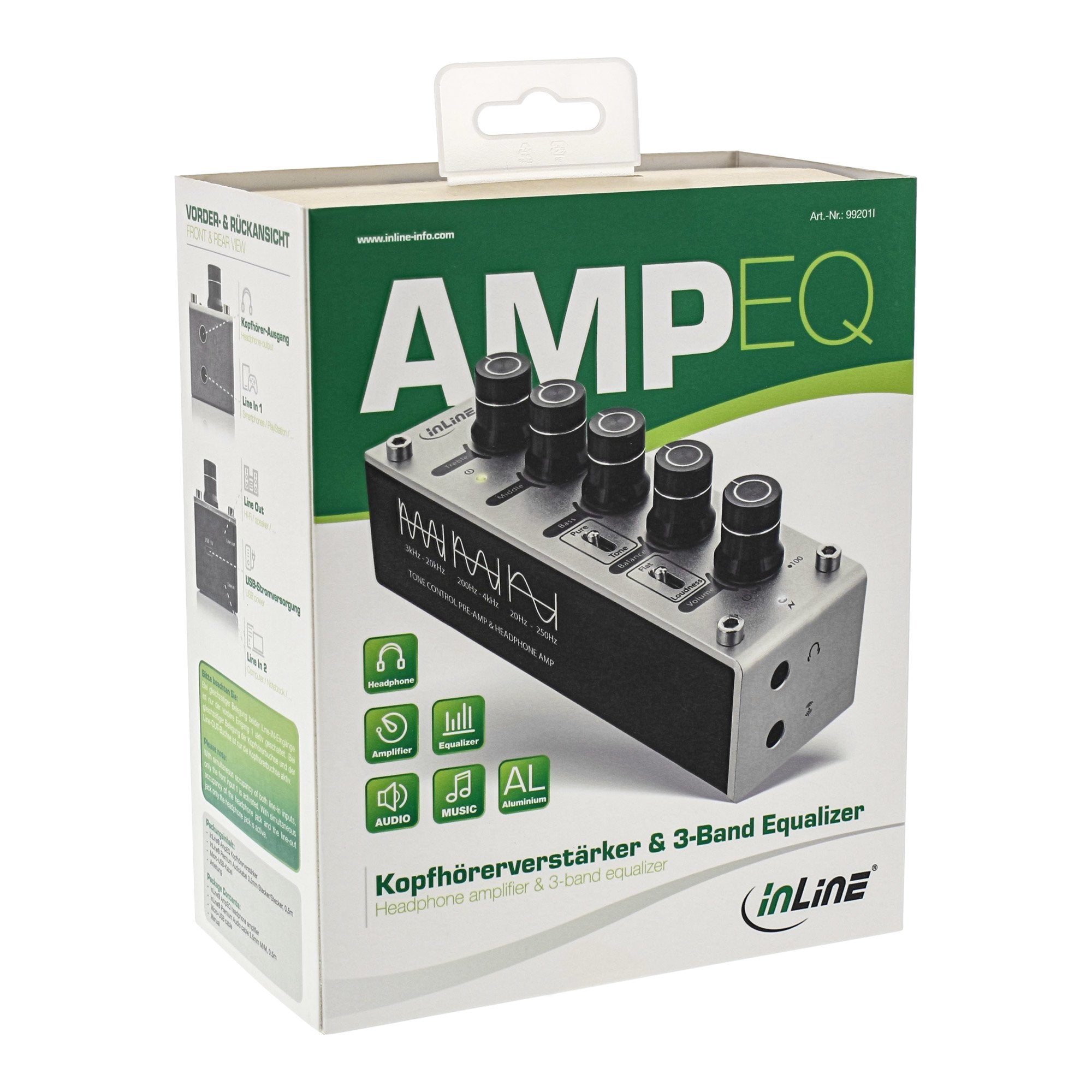 Inline Ampeq Audio De Alta Resolución Amplificador De Auriculares + Ecualizador Conector De 3,5 Mm Alimentado Por Usb