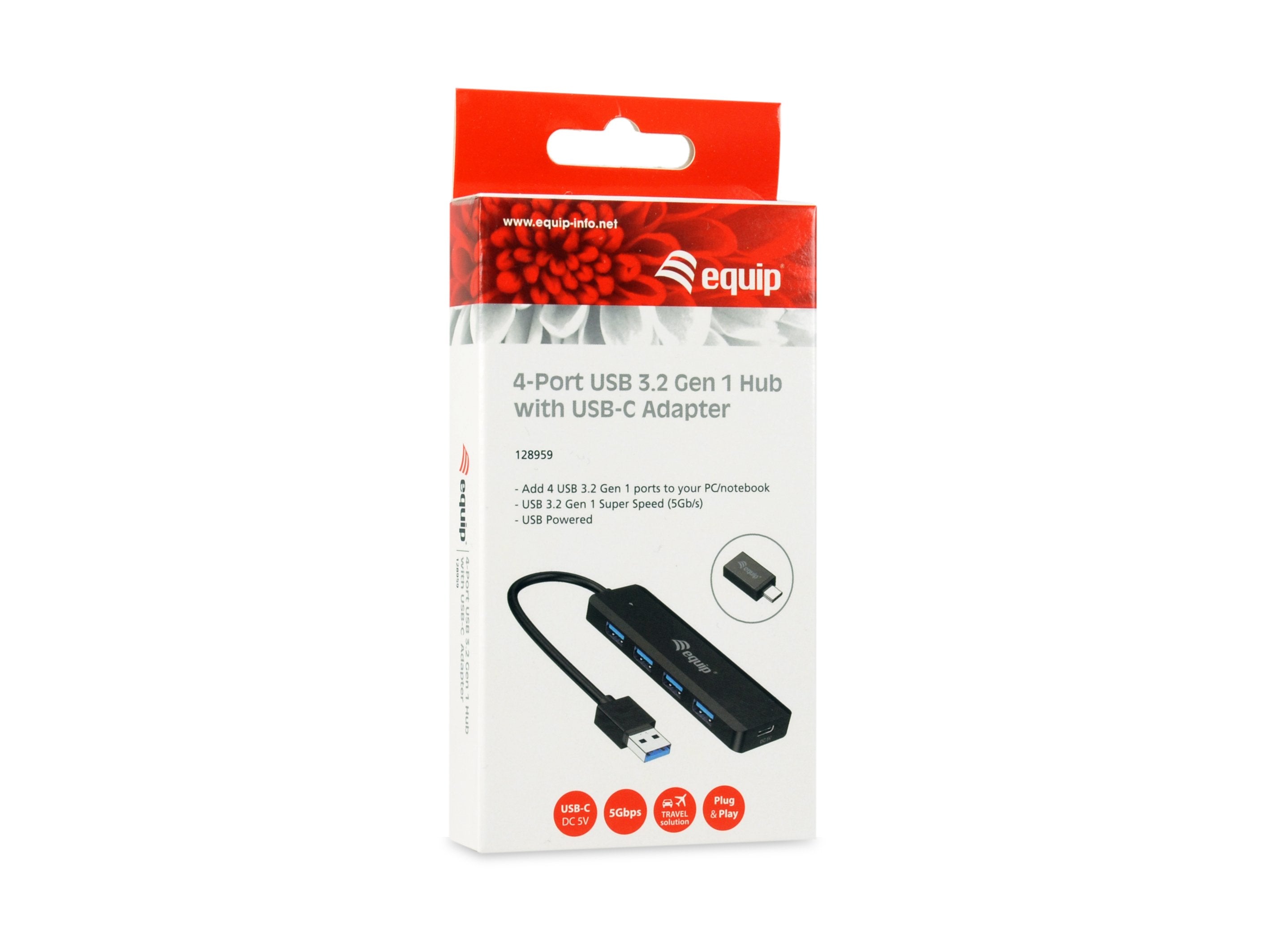 Equip 128959 Hub De Interfaz Usb 3.2 Gen 1 (3.1 Gen 1) Type-A 5000 Mbit/S Negro
