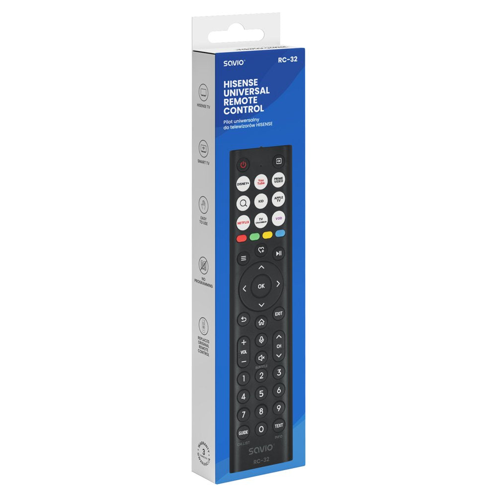 Savio Rc-32 Mando A Distancia Universal/De Repuesto Para Tv Hisense  Smart Tv